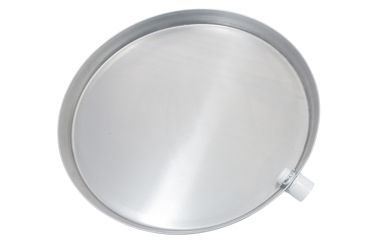 AO SMITH 100108931:K,DRAIN PAN,24"DIA,ALUM,WITH FITTING (replaces 9002769005)