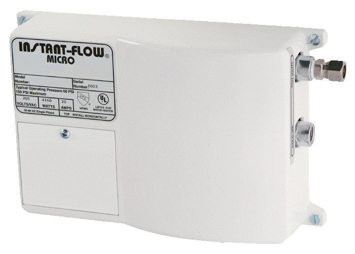CHRONOMITE M-40/208: 0.65 GPM ACTIVATION, 208 VOLT, 1 PHASE, 8.32 KW, 40 AMPS, INSTANT-FLOW ELECTRIC TANKLESS WATER HEATER, DIGITAL MICROPROCESSOR (8 AWG WIRE)